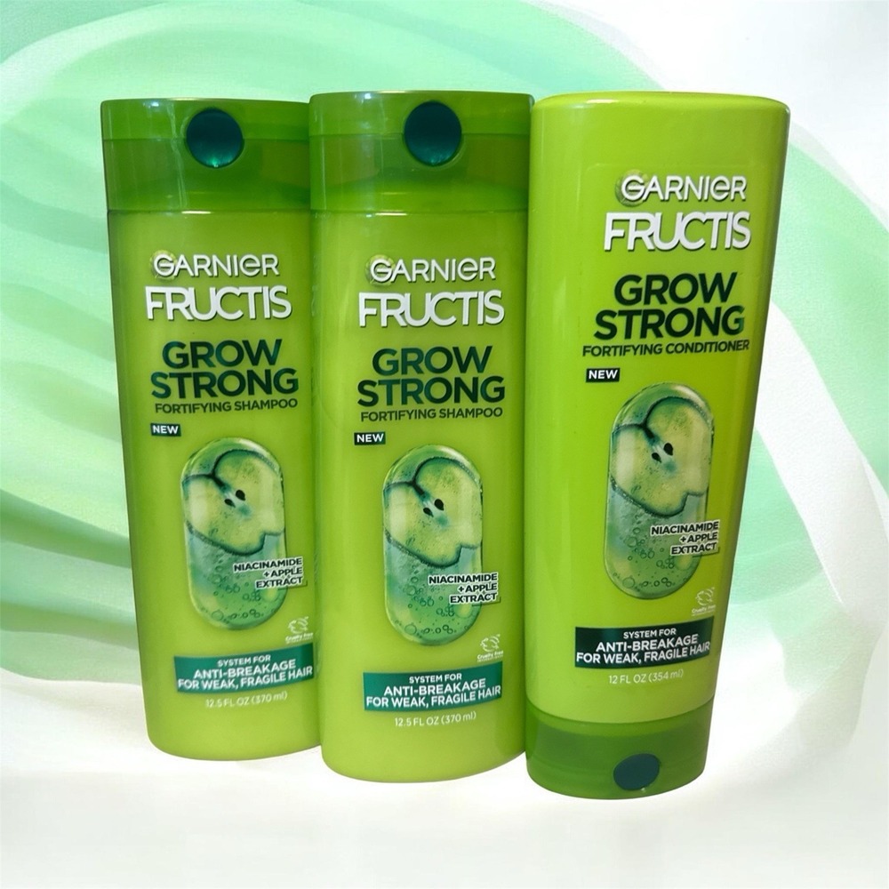 Garnier Fructis Grow Strong 12 & 12.5 oz 2 Shampoo 1 Conditioner Sets Weak Hair